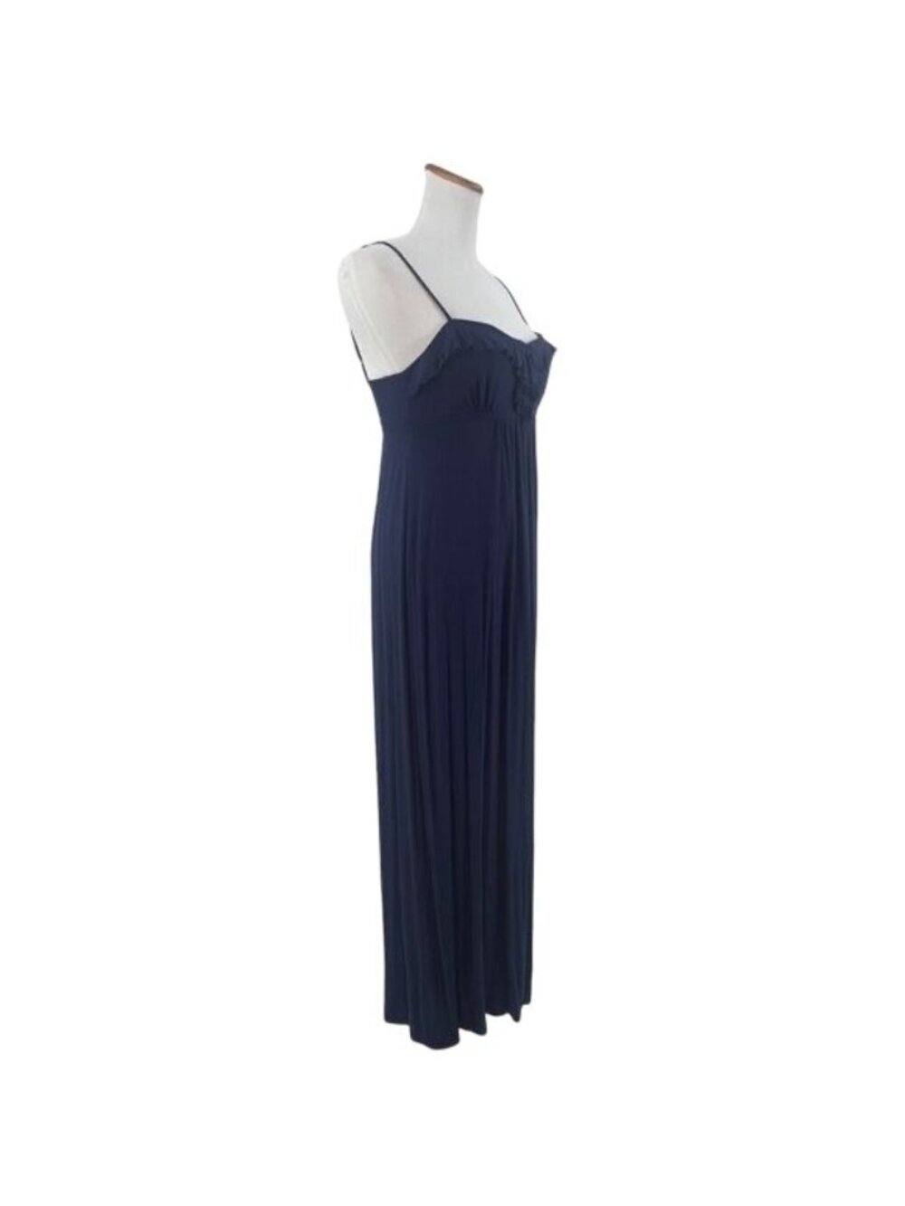 VTG Navy Blue Ruffle Hem Empire Waist Maxi Dress | Dark Coquette Romantic Grunge - Picture 6 of 16
